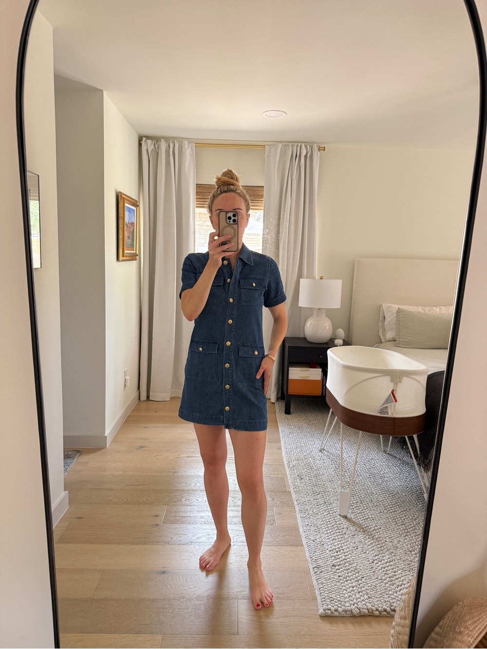 J. Crew Dark Blue Denim Button-Front Shirt Dress